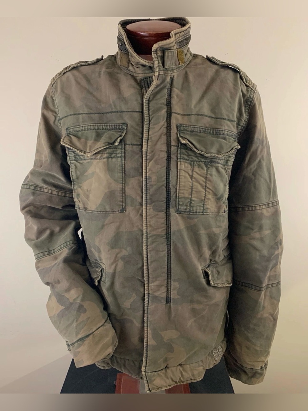 RUEHL NO. 925 Men's Stanton Jacket Vintage Military Heavy Field Camo Sherpa XL